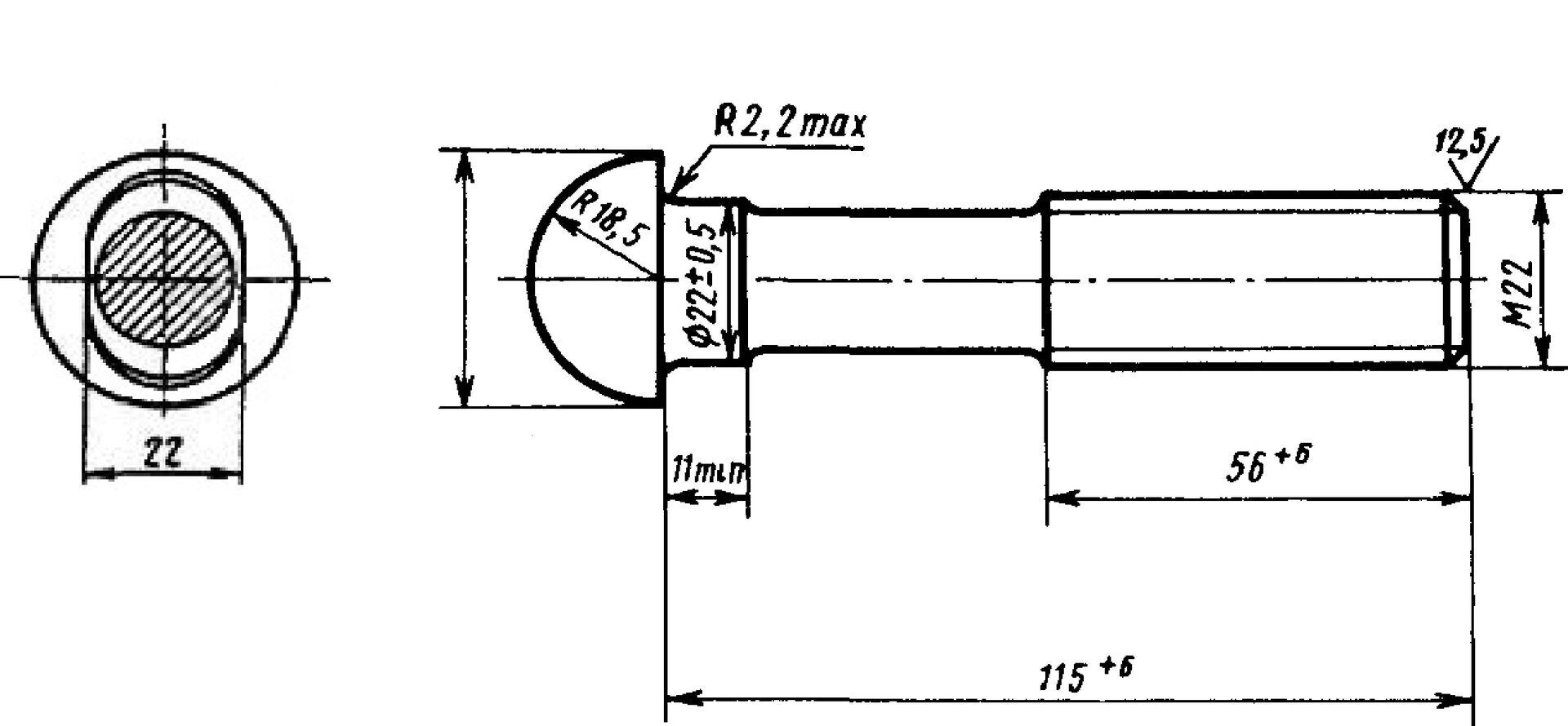 Болт м22 чертеж