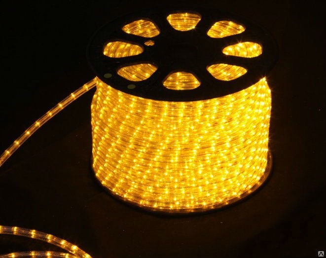 Дюралайт LED 36шт диодов/м, 1.44Вт/м 220В 7000К 2W Желтый  (упак. 2м)