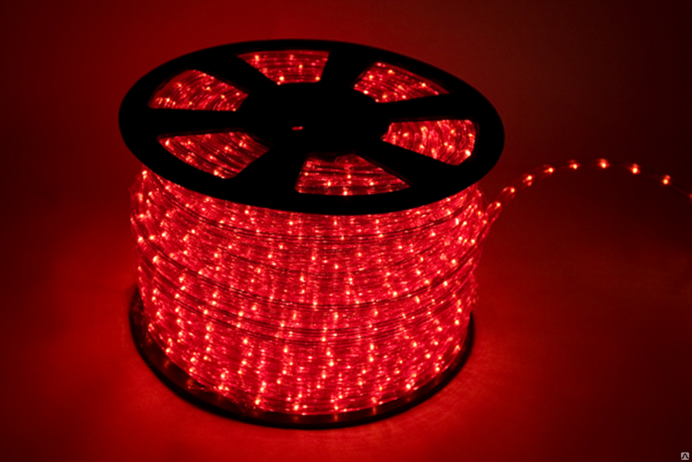 Дюралайт LED 72шт диодов/м, 2.88Вт/м 220В 7000К 3W Красный  (упак. 2м)