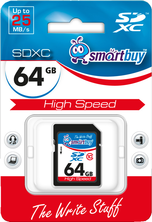 Карта памяти SDXC 64GB сlass 10 SmartBuy