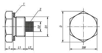 G 3/4 пробка резьбовая ш/г цилиндрическая трубная с дюймовой резьбой с магнитом, AL