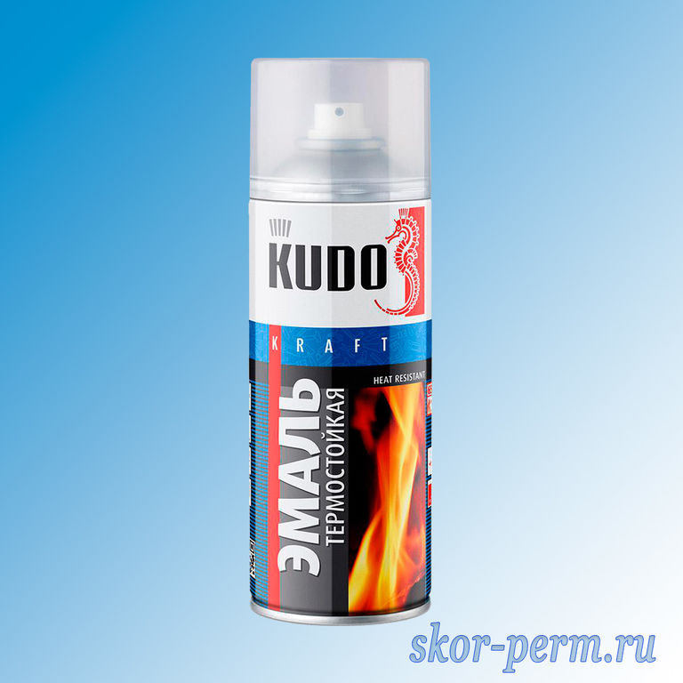 Аэрозоль KUDO эмаль термостойкая, черная, 520 мл