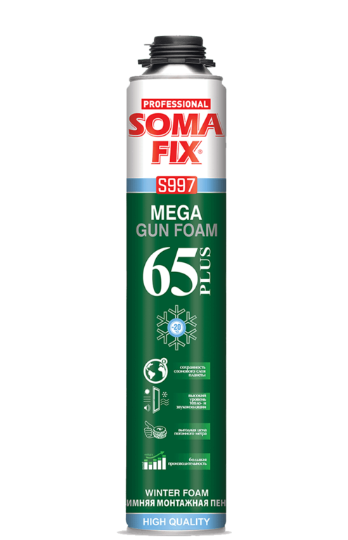 Пена монтажная профессиональная SOMA FIX MEGA 65 plus, 850 мл, зимняя