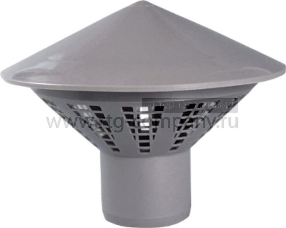 Зонт вентиляционный канализационный ПП 50 мм серый (Политэк)