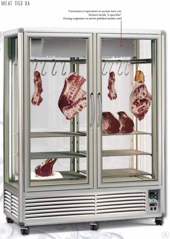 Шкаф холодильный островной Tecfrigo MEAT 1150 DA серебр.(д/вызревания мяса)