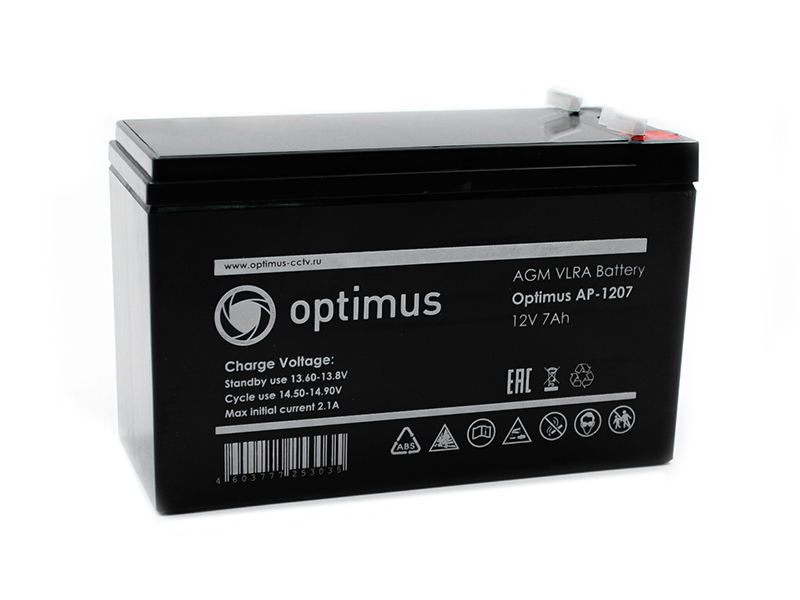 Аккумуляторная батарея Optimus AP-1207. 12В, 7Ач Разные производители
