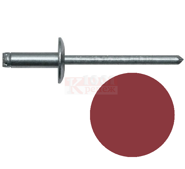DIN 7337 RAL3003 Al/St Заклепка вытяжная со стандартным бортиком и стальным стержнем цвета «Красный рубин», 3.2x8 мм 100