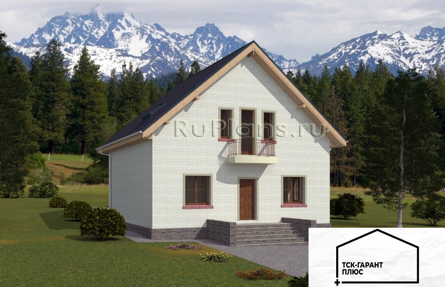 Проект лаконичного одноэтажного дома с мансардой, площадью 142.13 кв.м (от 100 до 150 кв м) под ключ