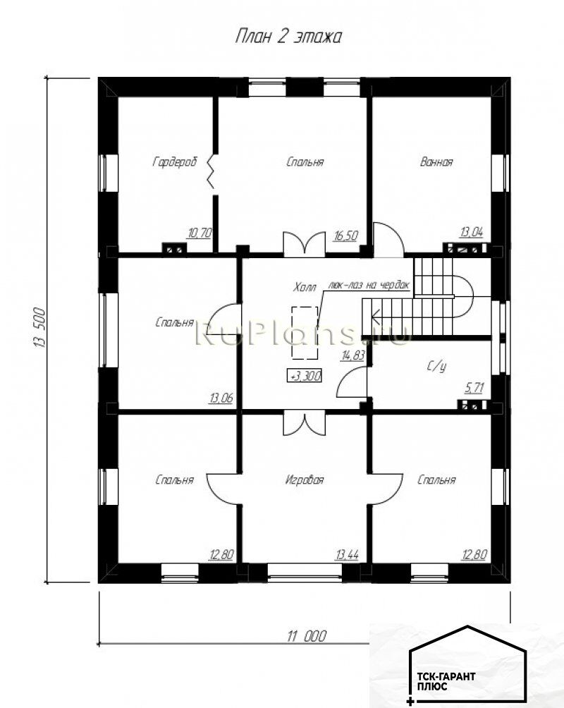 Двухэтажный дом с террасой и чердаком, площадью 231.62 кв.м (200-250 кв м)  под ключ, цена в Перми от компании ТСК ГАРАНТ+