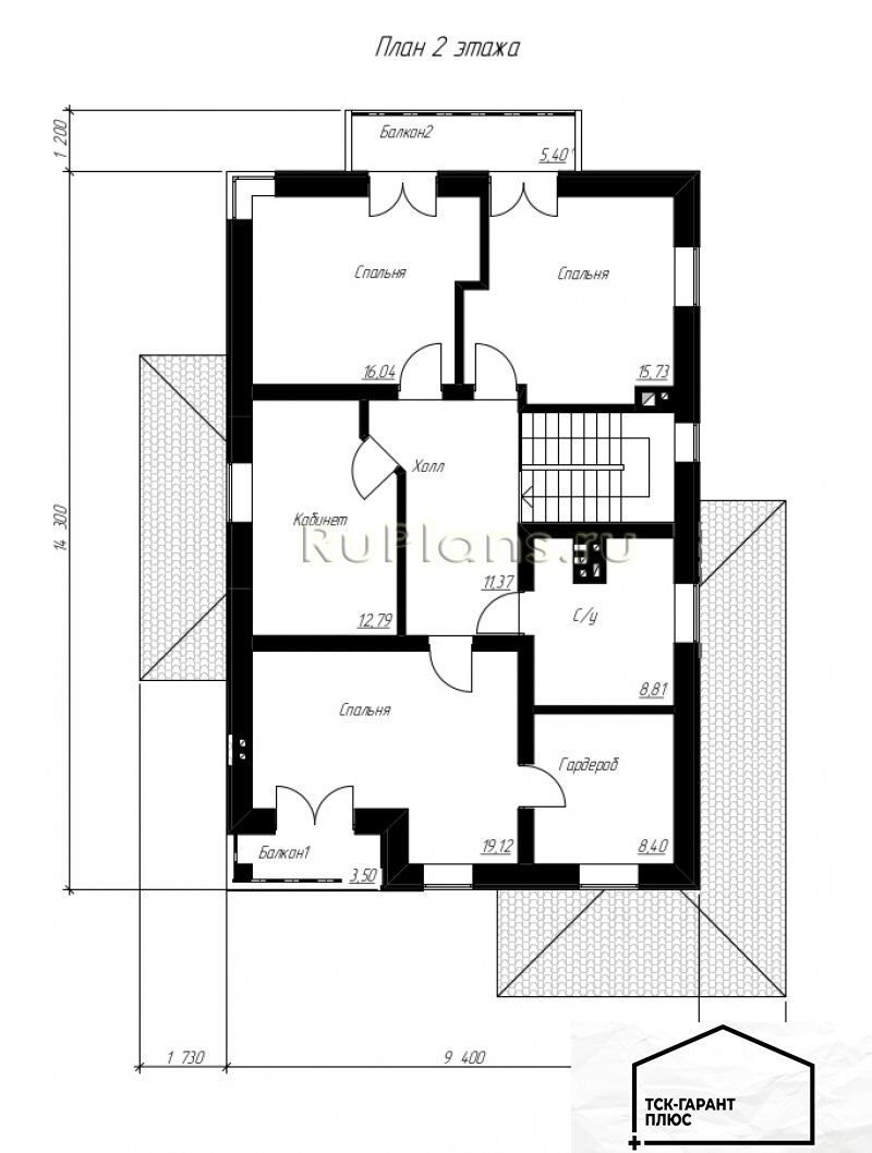 Двухэтажный дом с гаражом и террасой, площадью 205.9 кв.м (200-250 м2) под  ключ, цена в Перми от компании ТСК ГАРАНТ+