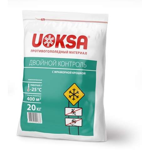 Противогололедное средство UOKSA 20 кг Кристал до -15°C, природная соль