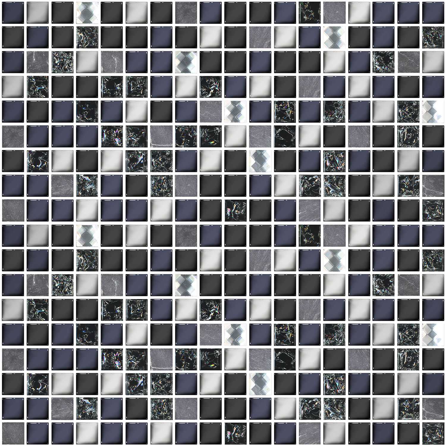 Керамическая плитка Керамин Azori Дефиле Неро Черно-белая Глянцевая Мозаика 30х30