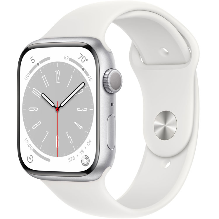 Умные часы Apple Watch Series 8 GPS 45mm Aluminum Case with Sport Band M/L (Серебристый)