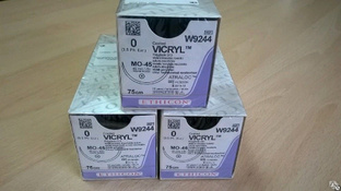 Материал хирургический шовный ВИКРИЛ 1, 75 см, фиолет. игла кол.-реж. 80 мм, 1/2 уп.12 шт. 