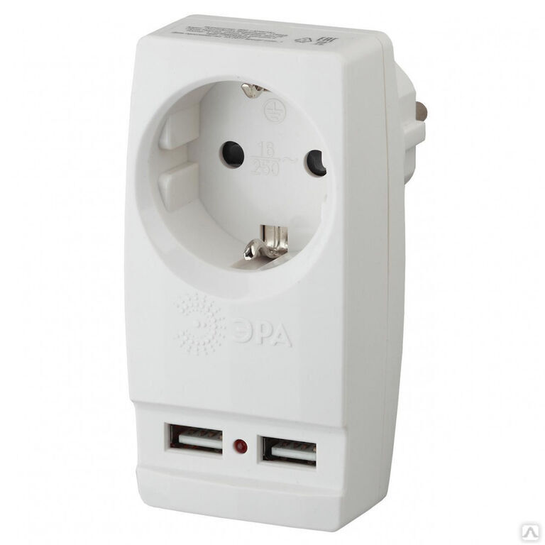 Адаптер-разветвитель с управлением по WI-FI 2-м +2 USB NSH-ST-02 с заземлением белый Smart Home Navigator 14556