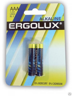 Батарейки алкалиновые LR03 BL-2 1.5В Alkaline 2 шт Ergolux 