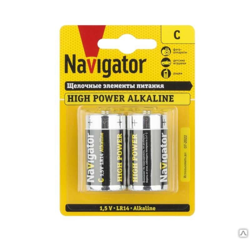 Батарейки алкалиновые 94 754 NBT-NE-LR14-BP2 2 шт Navigator