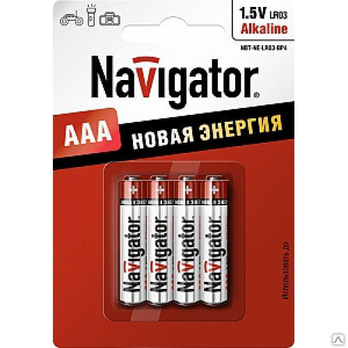 Батарейки алкалиновые 94 751 NBT-NE-LR03-BP4 4 шт Navigator