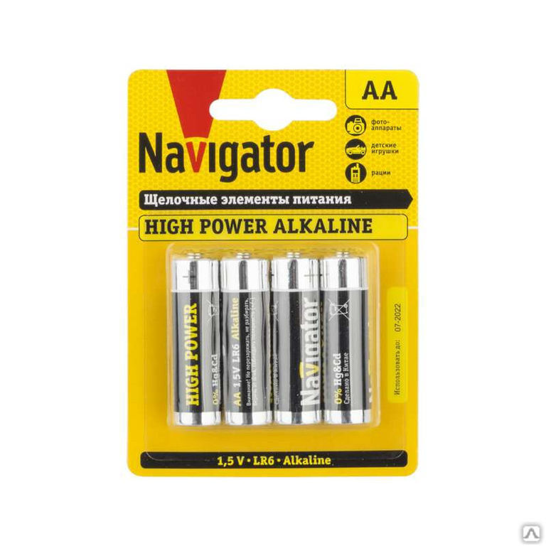 Батарейки алкалиновые 94 753 NBT-NE-LR6-BP4 4 шт Navigator