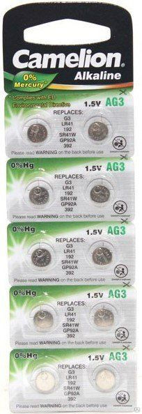 Батарейки алкалиновые G 3 Mercury Free AG3-BP0%Hg