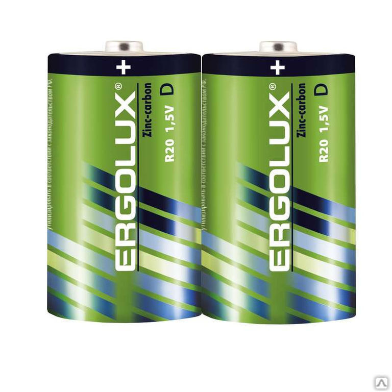 Батарейки солевые R20 SR2 R20SR2 1.5 В 2 шт Ergolux 12442