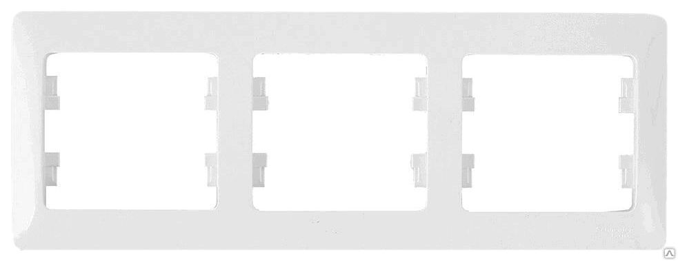 Рамка для розеток 3-м КВАРТА РГ-3-КБ горизонтальная белая ИЭК EMK30-K01-DM