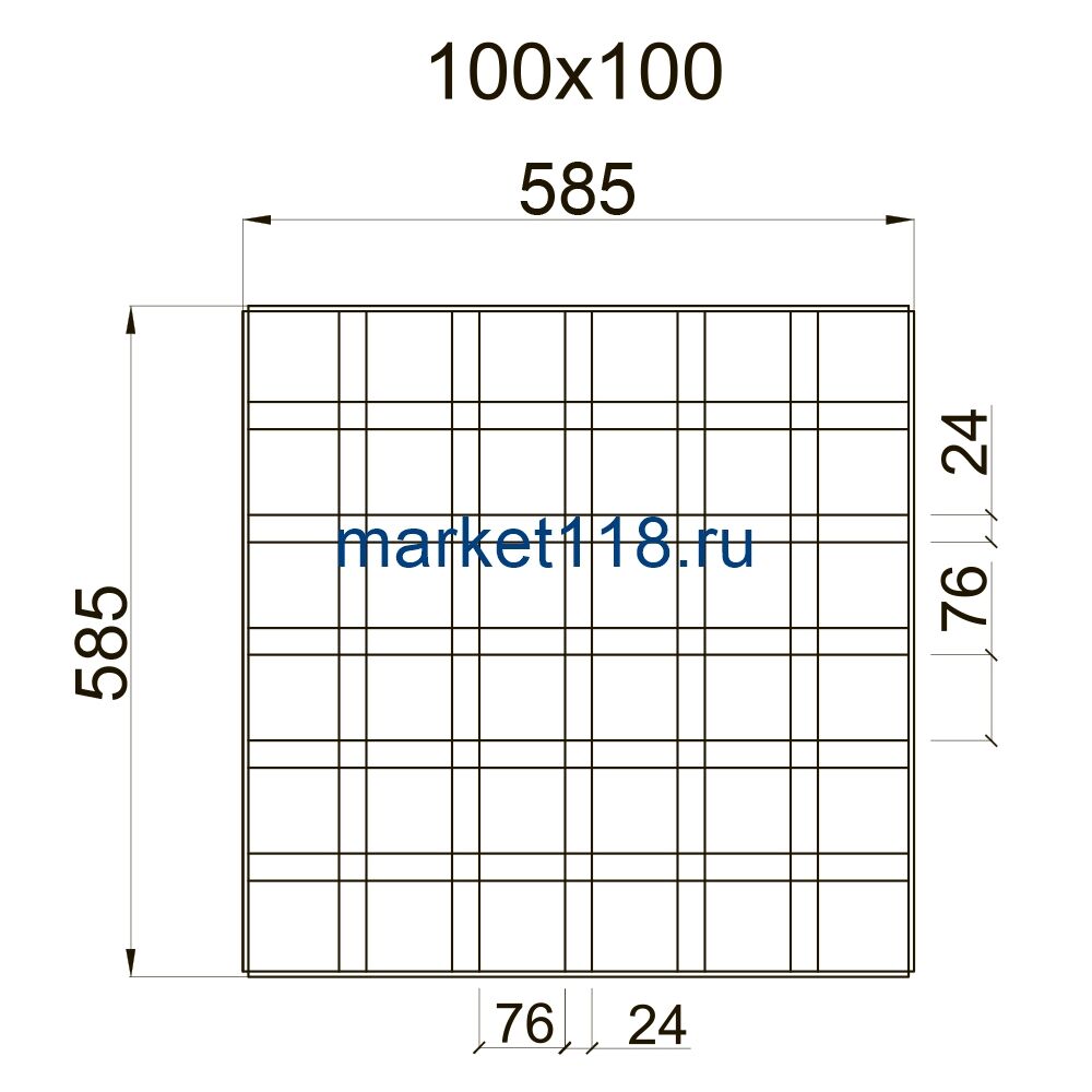 Потолок Грильято GL-24 100x100x33 металлик матовый