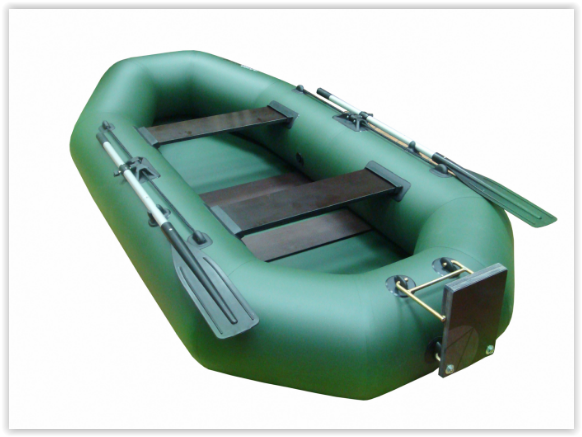 Двухместная надувная гребная лодка Уфимка-Инзер-2(280) НД (надувное дно) зеленая+транец