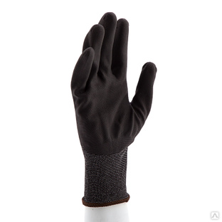 Перчатки трикотажные с черным полиуретановым покрытием, размер L, 15 класс вязки Сибртех #1