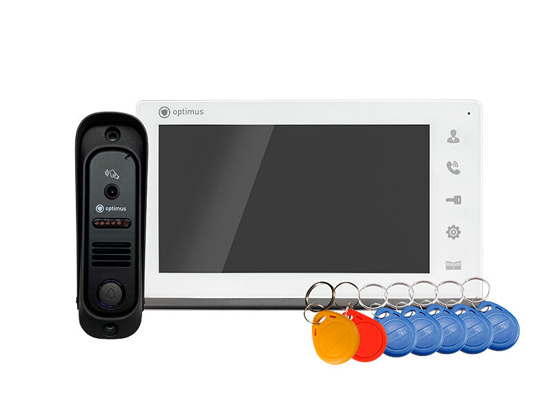 Комплект видеодомофона Optimus Leader 2.0 IK-7.0(w+b). Монитор 7˝ TFT LCD, Панель 700ТВЛ, 65°