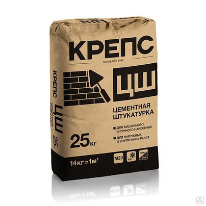 Штукатурка цементная Крепс ЦШ (25 кг) КРЕПС