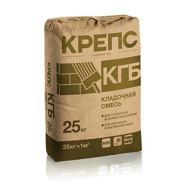 Кладочная смесь Крепс "КГБ" для блоков из ячеистого бетона (25 кг) КРЕПС