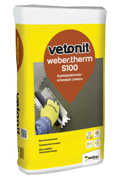Смесь для теплоизоляции VETONIT Weber.therm S100 winter армировочно-клеевая 25 кг