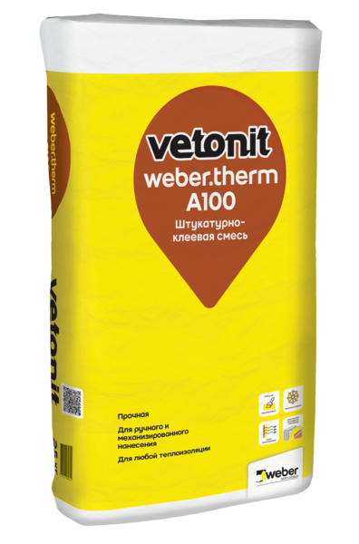 Штукатурно-клеевая смесь VETONIT weber.therm A100 для теплоизоляции 25 кг