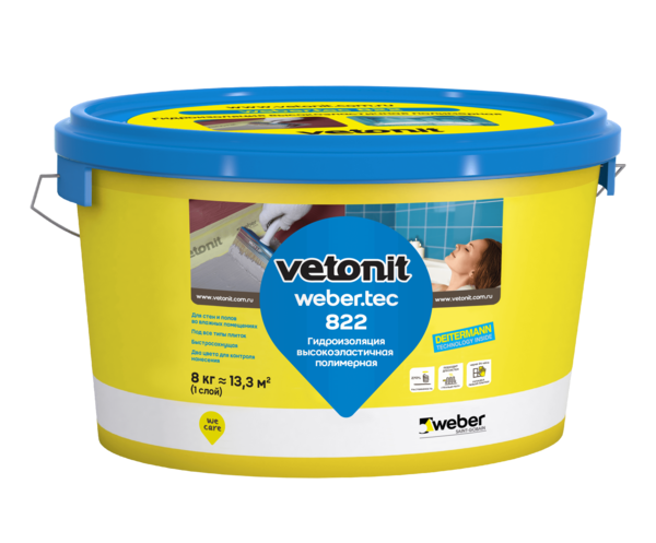 Гидроизоляция Vetonit weber.tec 822 серый , 8 кг