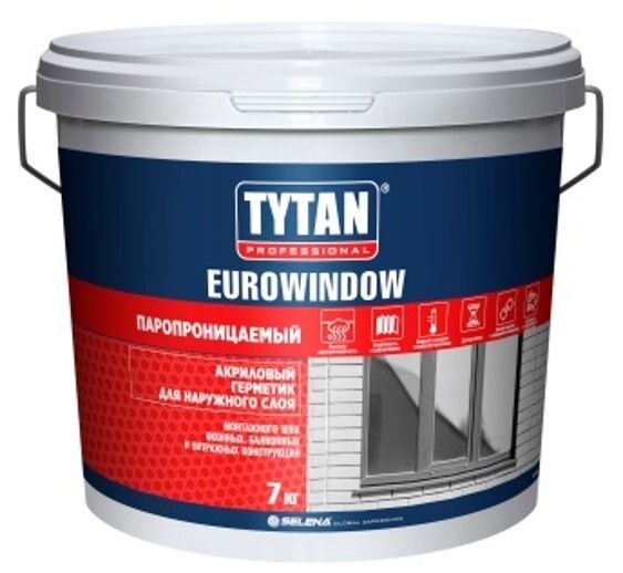 Герметик Tytan Professional EUROWINDOW Акриловый Наружный Паропроницаемый 7 кг, белый