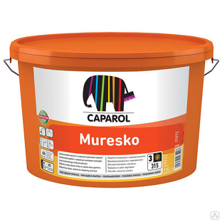 Краска водно-дисперсионная для наружных работ Muresko / Муреско База 3, 9,4 л CAPAROL 
