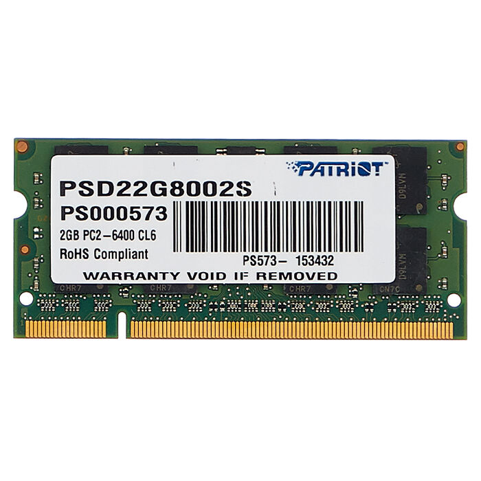 Оперативная память SO-DIMM DDR2 2Gb PC-6400 800Mhz CL6 Patriot Signature Line PSD22G8002S