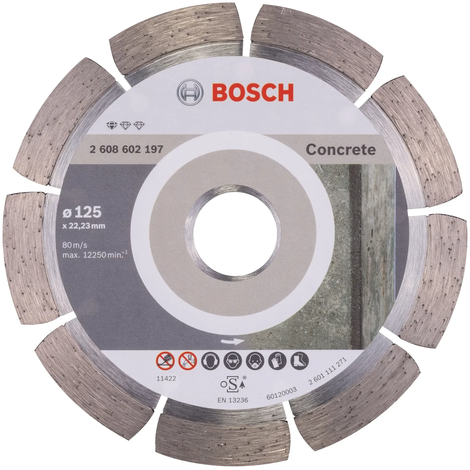Диск отрезной алмазный круг по бетону 125х22 мм BOSCH Pf Concrete