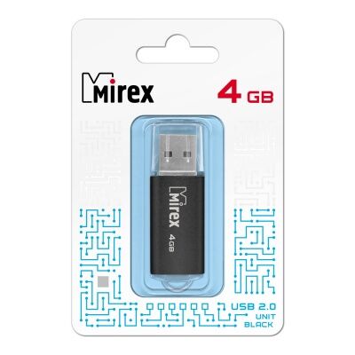 USB 2.0 Flash накопитель 4GB Mirex Unit, чёрный
