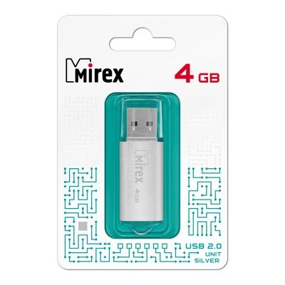 USB 2.0 Flash накопитель 4GB Mirex Unit, серебряный