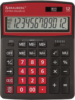 Калькулятор настольный Brauberg EXTRA COLOR-12-BKWR ЧЕРНО-МАЛИНОВЫЙ 250479