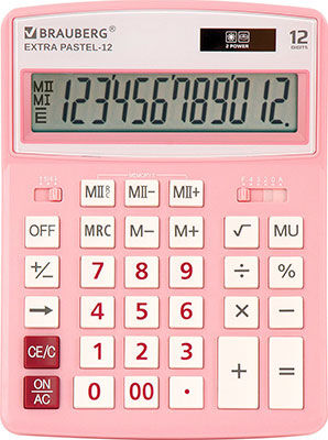 Калькулятор настольный Brauberg EXTRA PASTEL-12-PK РОЗОВЫЙ 250487