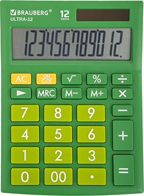 Калькулятор настольный Brauberg ULTRA-12-GN ЗЕЛЕНЫЙ 250493