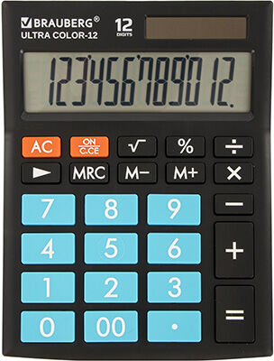 Калькулятор настольный Brauberg ULTRA COLOR-12-BKBU ЧЕРНО-ГОЛУБОЙ 250497