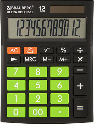 Калькулятор настольный Brauberg ULTRA COLOR-12-BKLG ЧЕРНО-САЛАТОВЫЙ 250498
