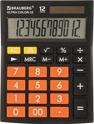 Калькулятор настольный Brauberg ULTRA COLOR-12-BKRG ЧЕРНО-ОРАНЖЕВЫЙ 250499