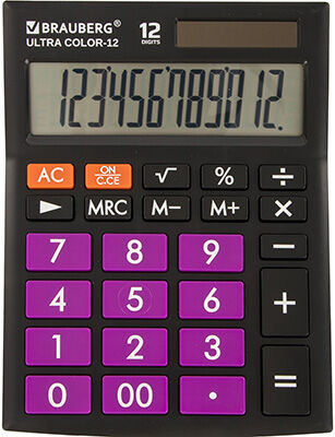 Калькулятор настольный Brauberg ULTRA COLOR-12-BKPR ЧЕРНО-ФИОЛЕТОВЫЙ 250501
