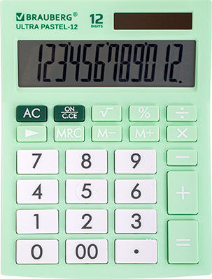 Калькулятор настольный Brauberg ULTRA PASTEL-12-LG МЯТНЫЙ 250504