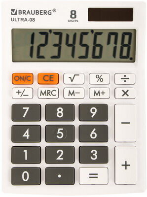 Калькулятор настольный Brauberg ULTRA-08-WT БЕЛЫЙ 250512